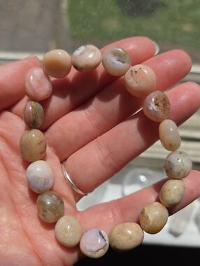 Tumbled Bead Pink Opal Stretch Bracelet